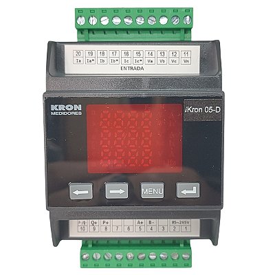 IKRON-05D MULTIMEDIDOR 85 À 265VCA/CC 60HZ RS-485 + SAÍDA DE PULSOS TRILHO DIN JK20052265100 KRON MEDIDORES