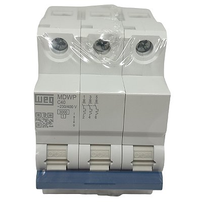 MDWP-C40-3 MINI DISJUNTOR 3 PÓLOS 40A CURVA C 15265764 WEG