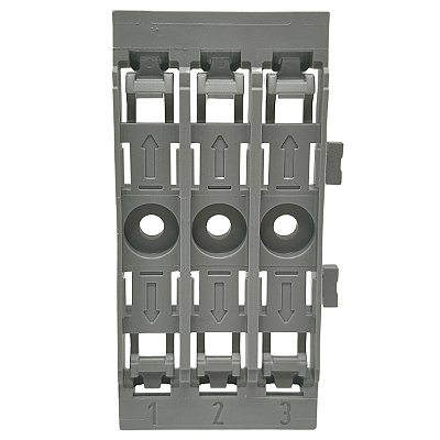 221-2523 BASE DE MONTAGEM PARA 3 CONECTORES INLINE COM ALAVANCA PARA MONTAGEM COM PARAFUSO WAGO