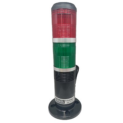 TPWS6-72RG-B TORRE 60MM CONTÍNUO/FLIKER BUZZER 24V PRETA SEM HASTE VERMELHO/VERDE I12236 METALTEX