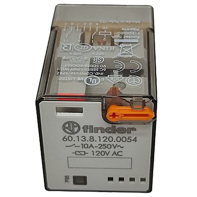 60.13.8.120.0054 RELÉ UNDECAL FIXAÇÃO BASE 3REV 120VAC FINDER