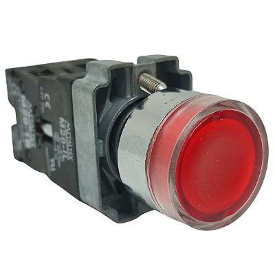 M20IGR-R7-1C PULSADOR ILUMINADO 22MM METÁLICO VERMELHO 24V 1NA+1NF I23330 METALTEX