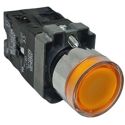 M20IGR-Y7-1C PULSADOR ILUMINADO 22MM METÁLICO AMARELO 24V 1NA+1NF I23334 METALTEX
