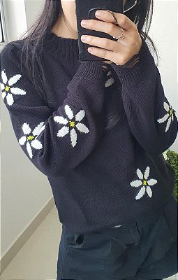 Blusa tricot flores