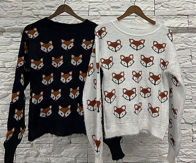 Blusa em tricot com raposinhas