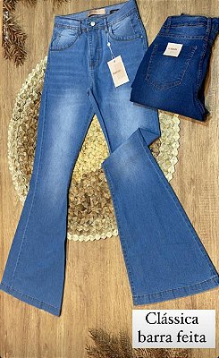 Calça jeans flare clássica ultra elastano - Lavagem intermediária