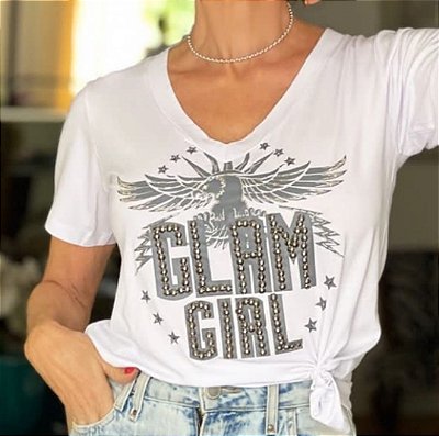 Tshirt com bordado Glam Girl