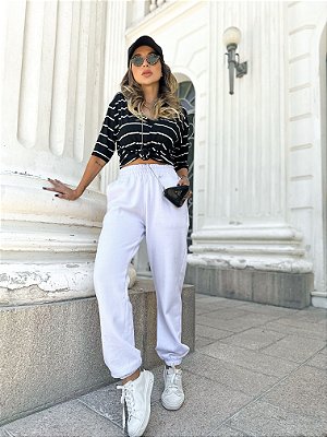 Calça jogger em moletom premium Branco