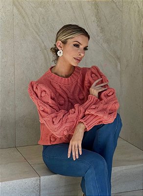 Blusa em tricot pipoca rosê maravilhosa