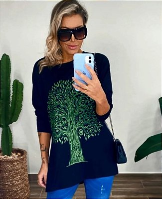 Blusa manga longa Atemp - Preta - Tam. M Veste 38 ao 42 e G Veste 44 ao 48