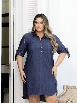 Chemise jeans meia manga Bá - Plus Size