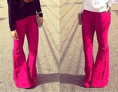 Calça bandagem acetinada flare pink