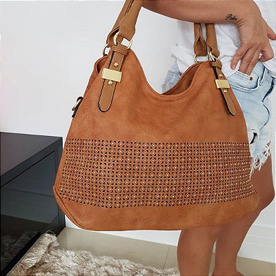 Baby bag em couro eco na cor caramelo