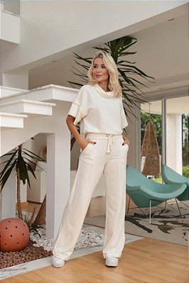 Conjunto feminino Comfy e Elegante - Off White