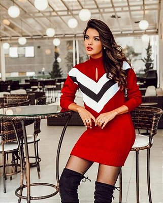 Mini vestido tricot chevron