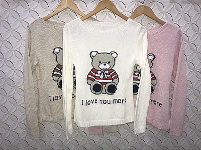 Suéter tricot ursinho - Branco