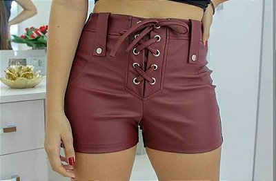 Shorts com detalhes de ilhós - Marsala