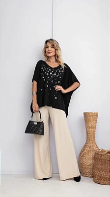 Blusa Feminina com metais - preta