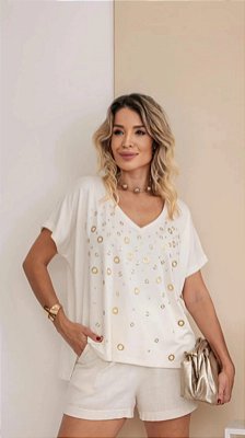 Blusa Feminina com metais - offwhite