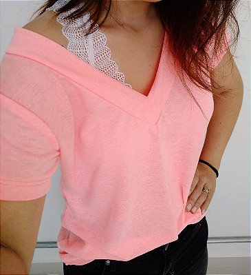 T-shirt podrinha - Rosa Neon