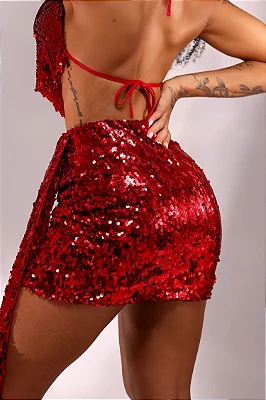 Saia de Paetê Vermelho