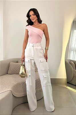 Calça cargo offwhite