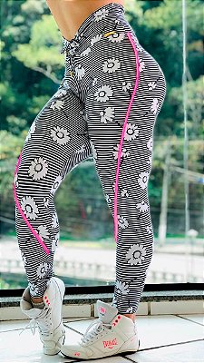 Calça legging fitness levanta bumbum estampa Pink spring