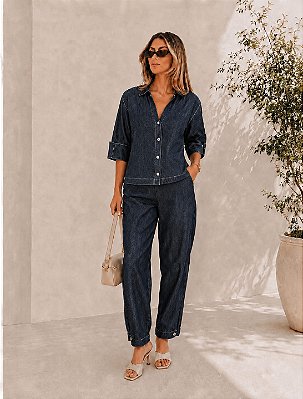 Calça jeans feminina reta