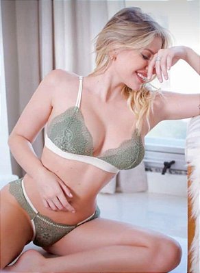 Conjunto de lingerie rendado Comfy - Verde