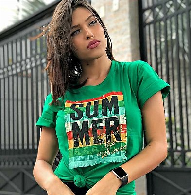 T-shirt estampa  Summer - Verde