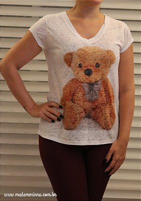 Tshirt em malha flamê do Urso Ted