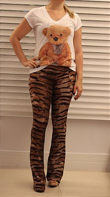 Calça flare animal print