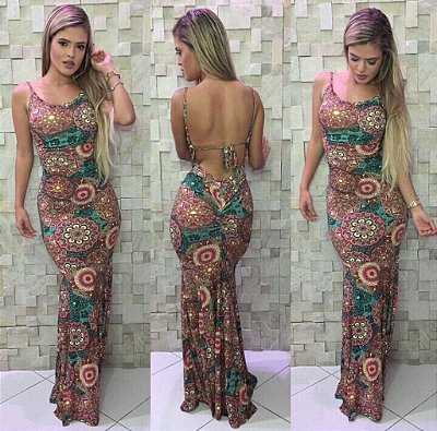 Vestido sereia mandala rosa