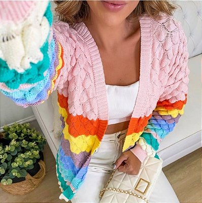 Casaco em tricot rainbow