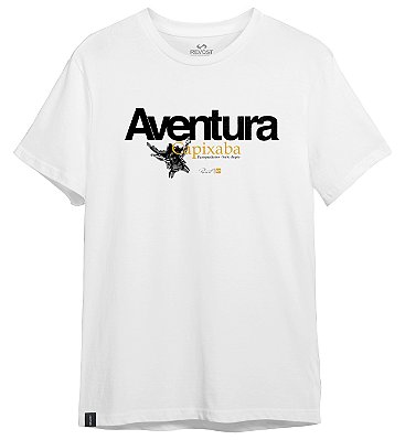 Camiseta Masculina Estampada Aventura - Branca