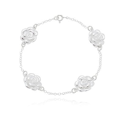 PULSEIRA DE PRATA ROSAS LISA