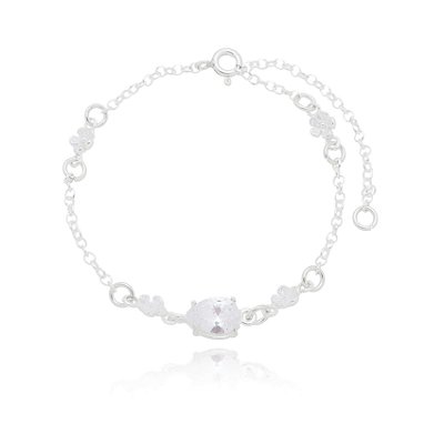 PULSEIRA DE PRATA GOTA FLORAL