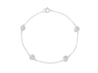 PULSEIRA DE PRATA CORAÇÃO CRISTAL