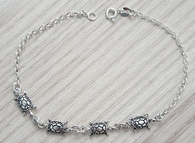 PULSEIRA DE PRATA TARTARUGUINHAS E ELOS