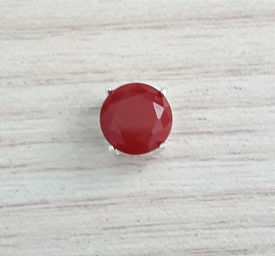 PINGENTE DE PRATA PONTO DE LUZ VERMELHO MARSALA LEITOSO 0,8CM