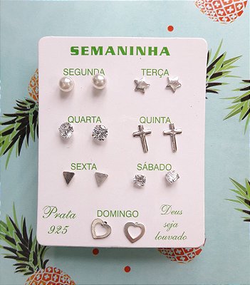 BRINCOS DE PRATA KIT SEMANINHA 3