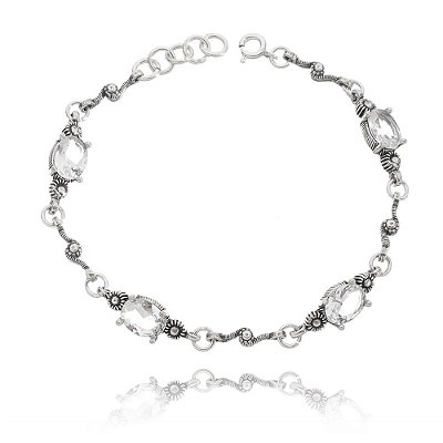 PULSEIRA DE PRATA ELEGANCE CRISTAL