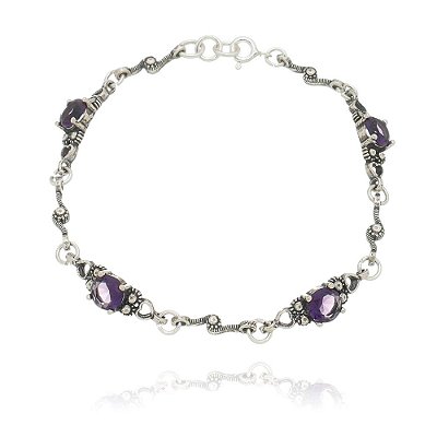 PULSEIRA DE PRATA SNAKE PURPLE