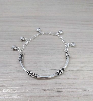 PULSEIRA MEIO BRACELETE DE PRATA BALI CONCHAS