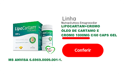 LIPOCARTAM+CROMO ÓLEO DE CARTAMO E CROMO 1000MG C/60 CAPS GEL  - Boa Saúde Loja Virtual Kress