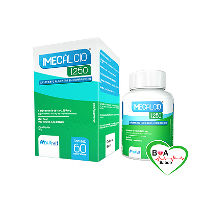 IMECALCIO 1250 CARBONATO DE CÁLCIO 500 MG PURO COM 60 COMP BOA SAUDE