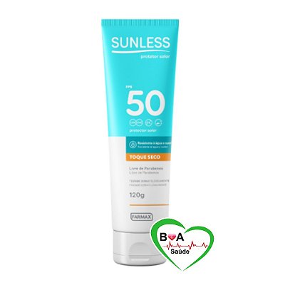 PROTETOR SOLAR SUNLESS FPS 50 120G TOQUE SECO BOA SAUDE PROTECAO UVA