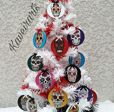 Bolas de Natal MDF - Caveiras Mexicanas (Valor por unidade)