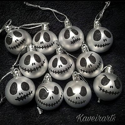 Bolas de Natal  PRATA FOSCO- Jack Skellington - O estranho mundo de Jack - Valor por Unidade