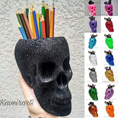 Caveira Glitter - Grande - Porta Treco